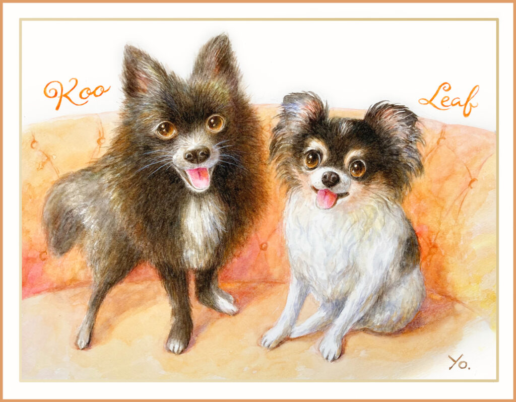 二階堂美子　水彩画 ルナ　犬　肖像画